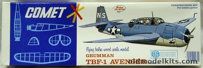 Comet Grumman TBF-1 Avenger - 20 inch Wingspan Flying Balsa Airplane Model - (TBF1 TBF), 3403 plastic model kit